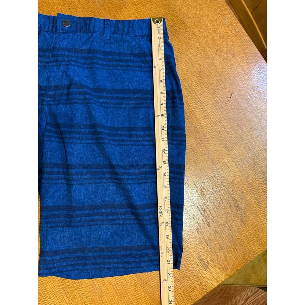 Puma Golf Shorts Mens 36 Blue Striped Stretch Performance Flat Front 11" Inseam - Picture 4 of 11